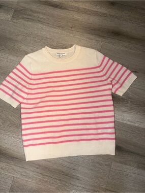 Banana Republic Womens Striped Short-Sleeve Sweater - 100% Cashmere